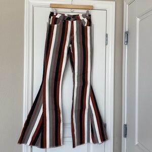 Striped “Festival” Bell Bottom Jeans